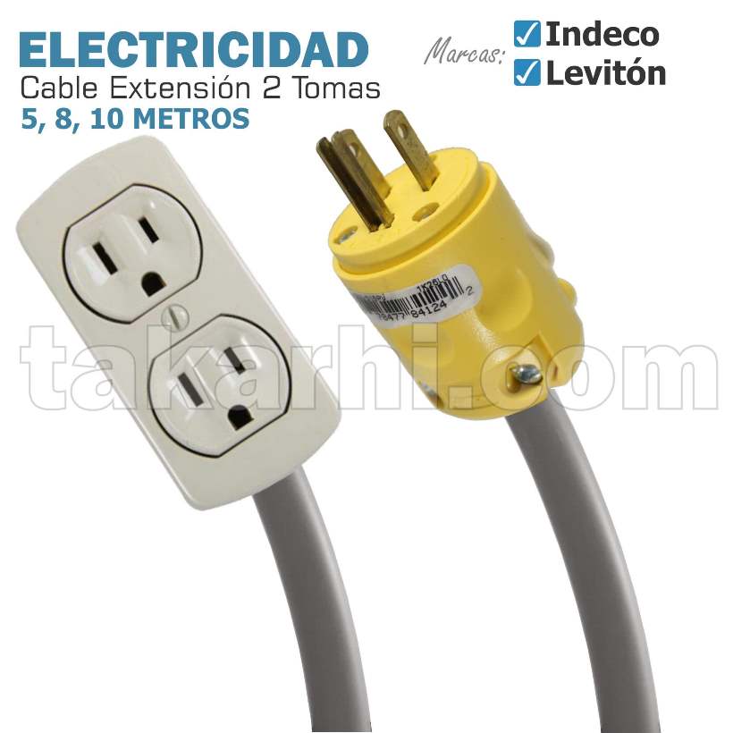 CABLE ELECTRICIDAD DE 2 TOMAS Cable Indeco 3X12, 3X14